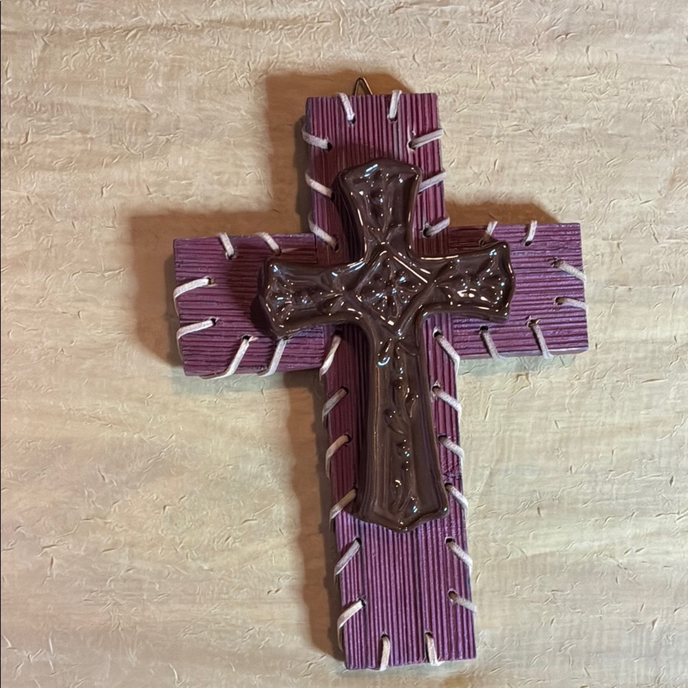 Reddish Purple and Brown Decorative Cross